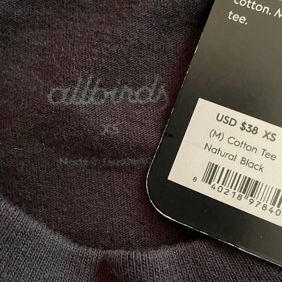 allbirds Organic Cotton T Shirts Mens Size XS Black Crew Neck Short Sleeve 2 CT - Picture 8 of 12